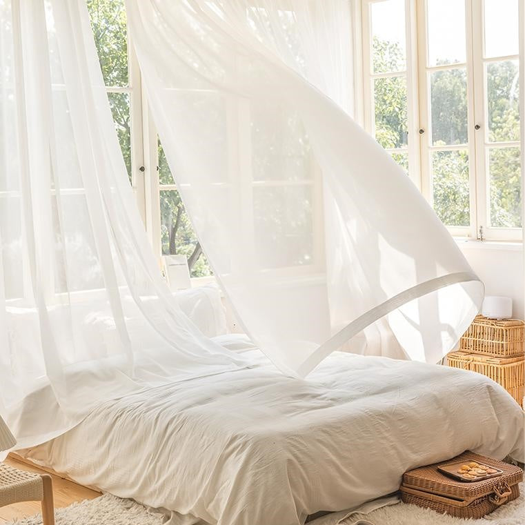 MS-01 Durable White Sheer Flowy Curtains