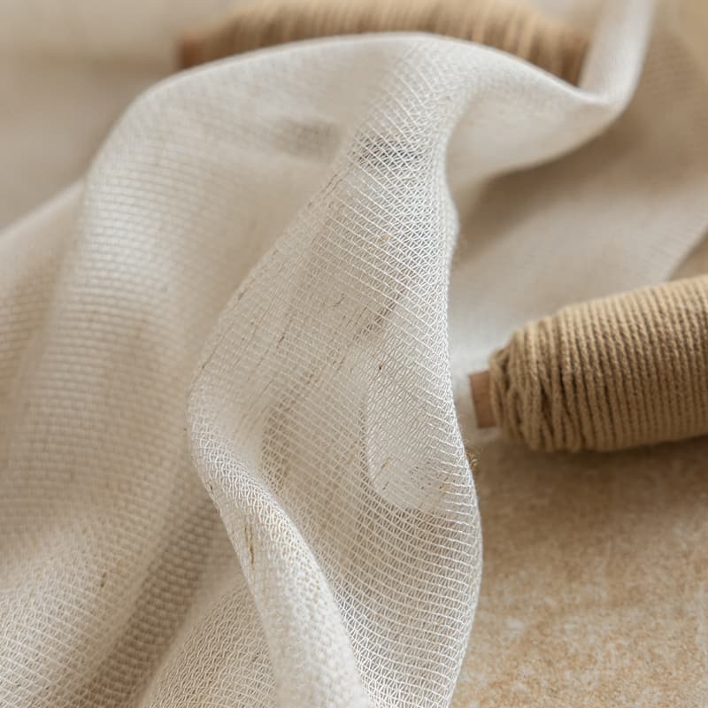Cream Linen Sheer Curtains Japanese Natural Wood Aesthetic