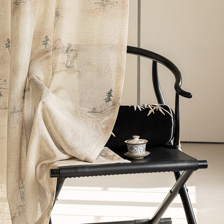 MS-23 Inky Reflections by a Mountain Brook Song-Inspired Landscape Print Linen Texture Soft Light Airy Elegance