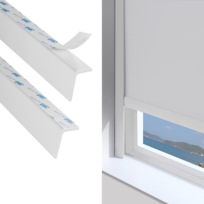 L-Shaped Light Blocking Strip for Roller Shades – Gap Filler for Better Light Control