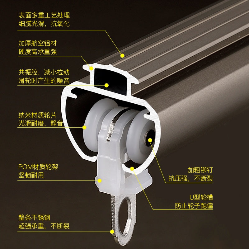 Extra-Long Heavy-Duty Curtain Rod for Large Windows & Sliding Doors – Adjustable Aluminum Alloy Rod with Silent Glide