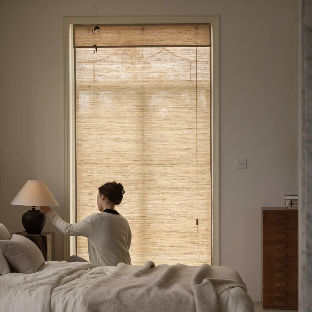 MR-03 Natural Ramie Bamboo Roman Shades