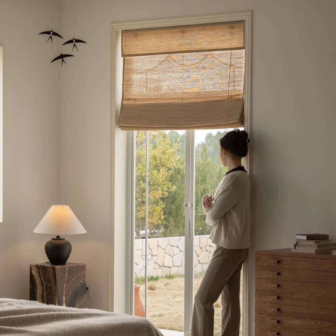 MR-03 Natural Ramie Bamboo Roman Shades