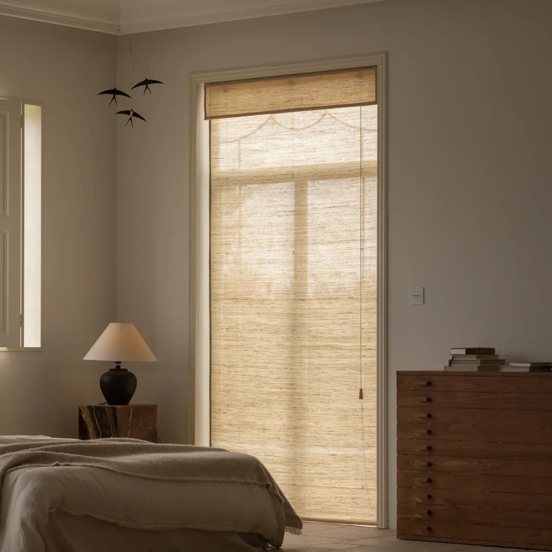 MR-03 Natural Ramie Bamboo Roman Shades