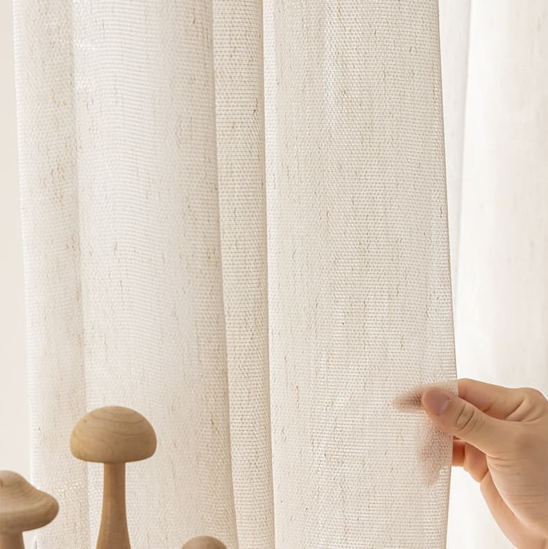 Cream Linen Sheer Curtains Japanese Natural Wood Aesthetic