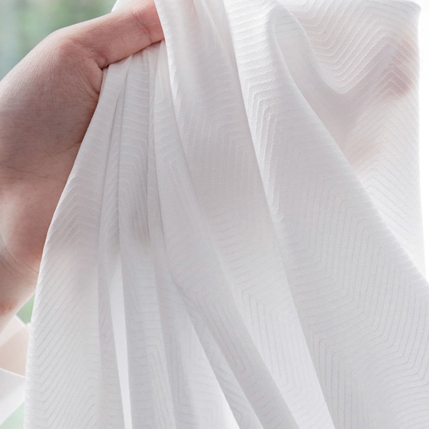 Herringbone Jacquard Light Filtering Sheer Curtains Privacy & Style Combined