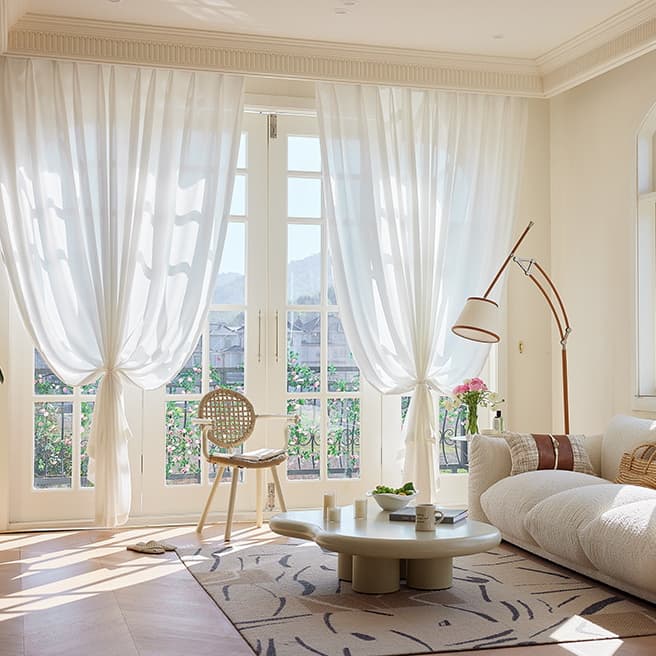 Light Filtering Non-See-Through Sun Protection & Anti-Heat Twill Jacquard Sheer Curtains