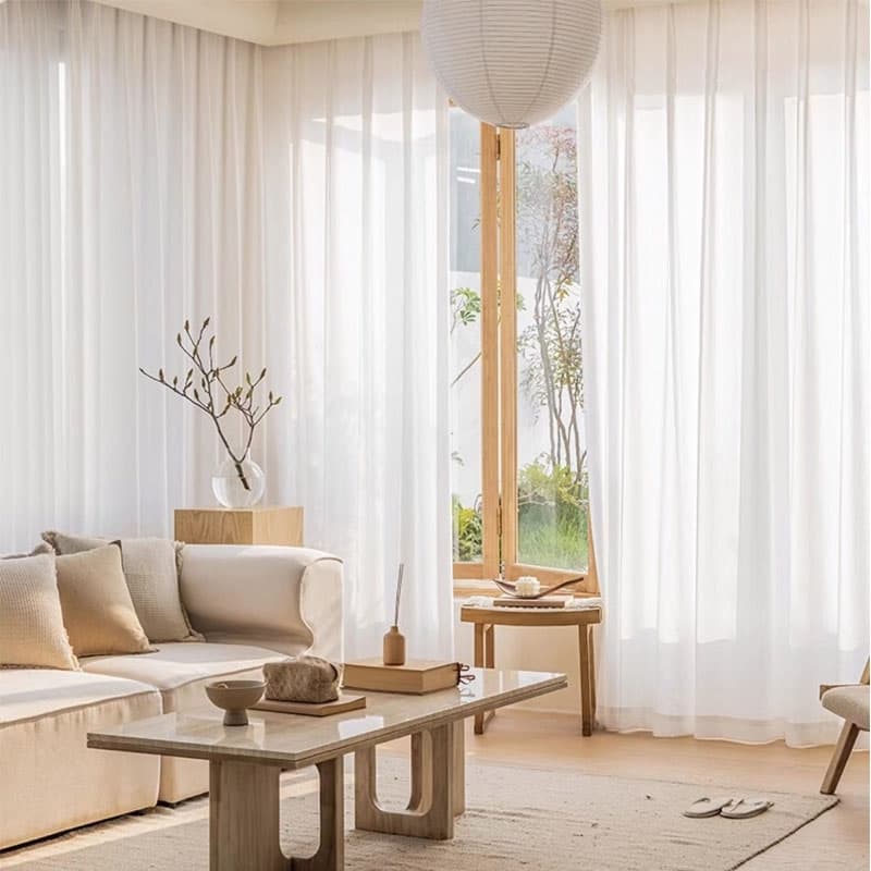 Bark Texture Micro Wrinkle Light Filtering Sheer Curtains Non-See-Through Privacy