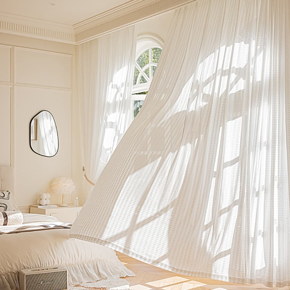 French Luxury Wheat Embossed Texture Sheer Curtains