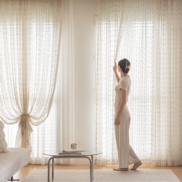 Rainbow Candy Dots Linen Sheer Curtains Dopamine Aesthetic Playful & Whimsical