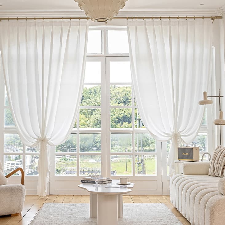 Waffle Weave Jacquard Light Filtering Sheer Curtains Privacy & Style