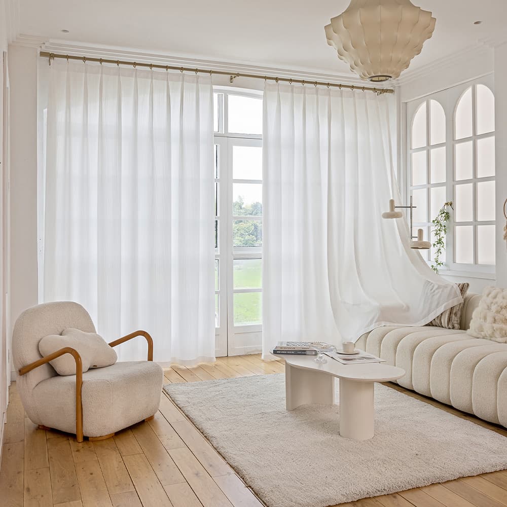 Waffle Weave Jacquard Light Filtering Sheer Curtains Privacy & Style