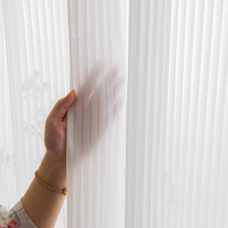 MS-04 White Gauze Striped Texture Dreamy Sheer Curtains