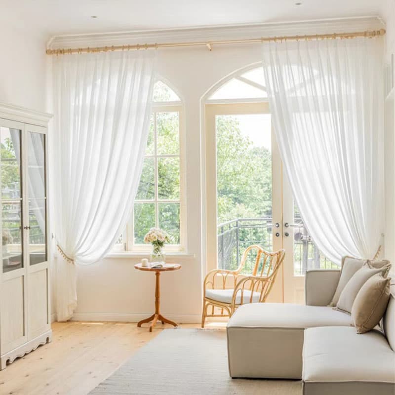 Bark Texture Micro Wrinkle Light Filtering Sheer Curtains Non-See-Through Privacy