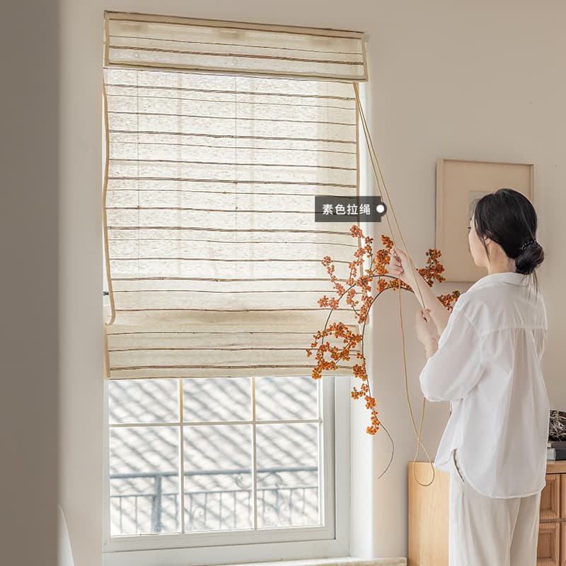 MR-08 Natural Ramie & Jute Bamboo Roman Shades