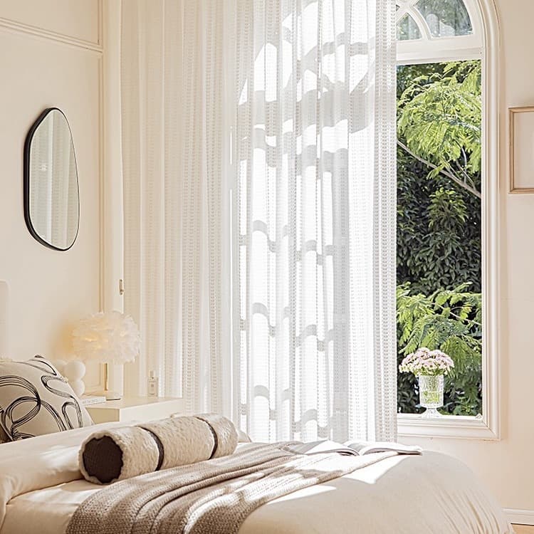 French Luxury Wheat Embossed Texture Sheer Curtains