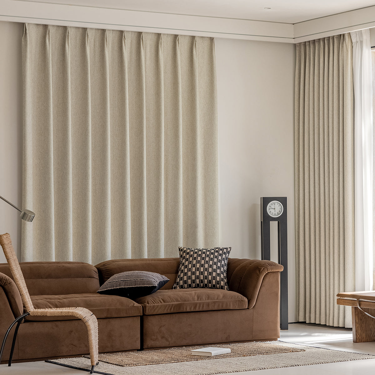 Two-Tone Chenille Blackout Curtains – Vintage-Inspired Drapes with Tweed-Inspired Texture