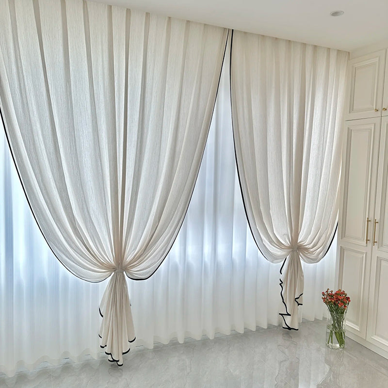 Linen Curtains Light Filtering Curtains  for Living Room Drapes