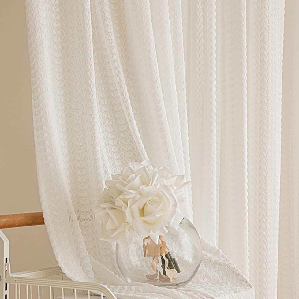 French Luxury Wheat Embossed Texture Sheer Curtains