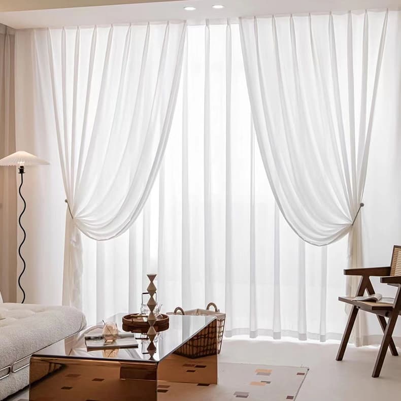 Herringbone Jacquard Light Filtering Sheer Curtains Privacy & Style Combined