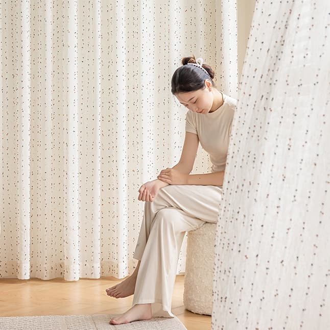 Rainbow Candy Dots Linen Sheer Curtains Dopamine Aesthetic Playful & Whimsical