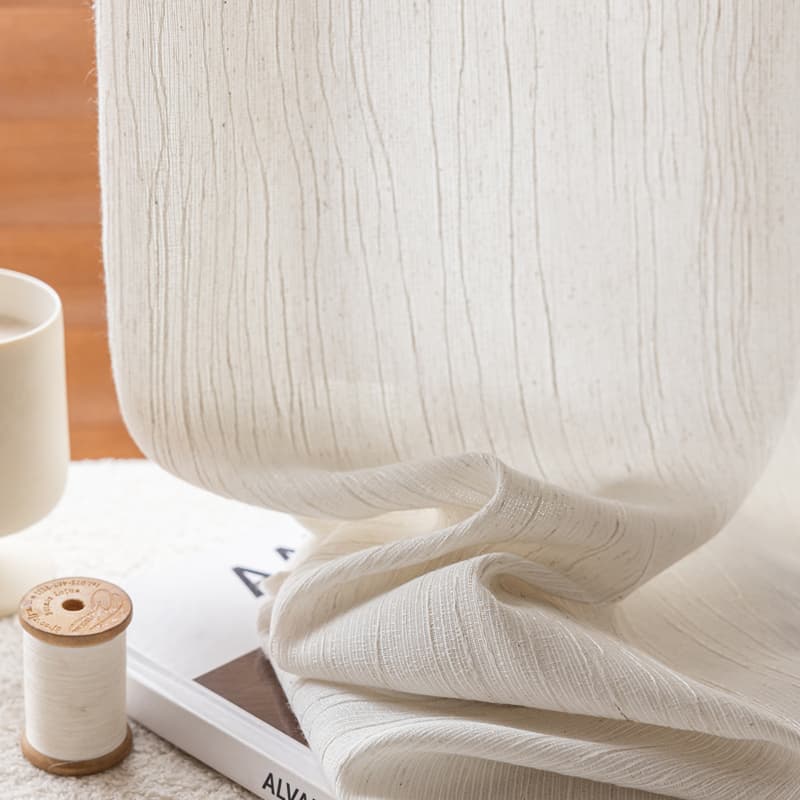 Sheer Linen Curtains with Stripes Non-See-Through Privacy & Wabi-Sabi Vintage Aesthetic