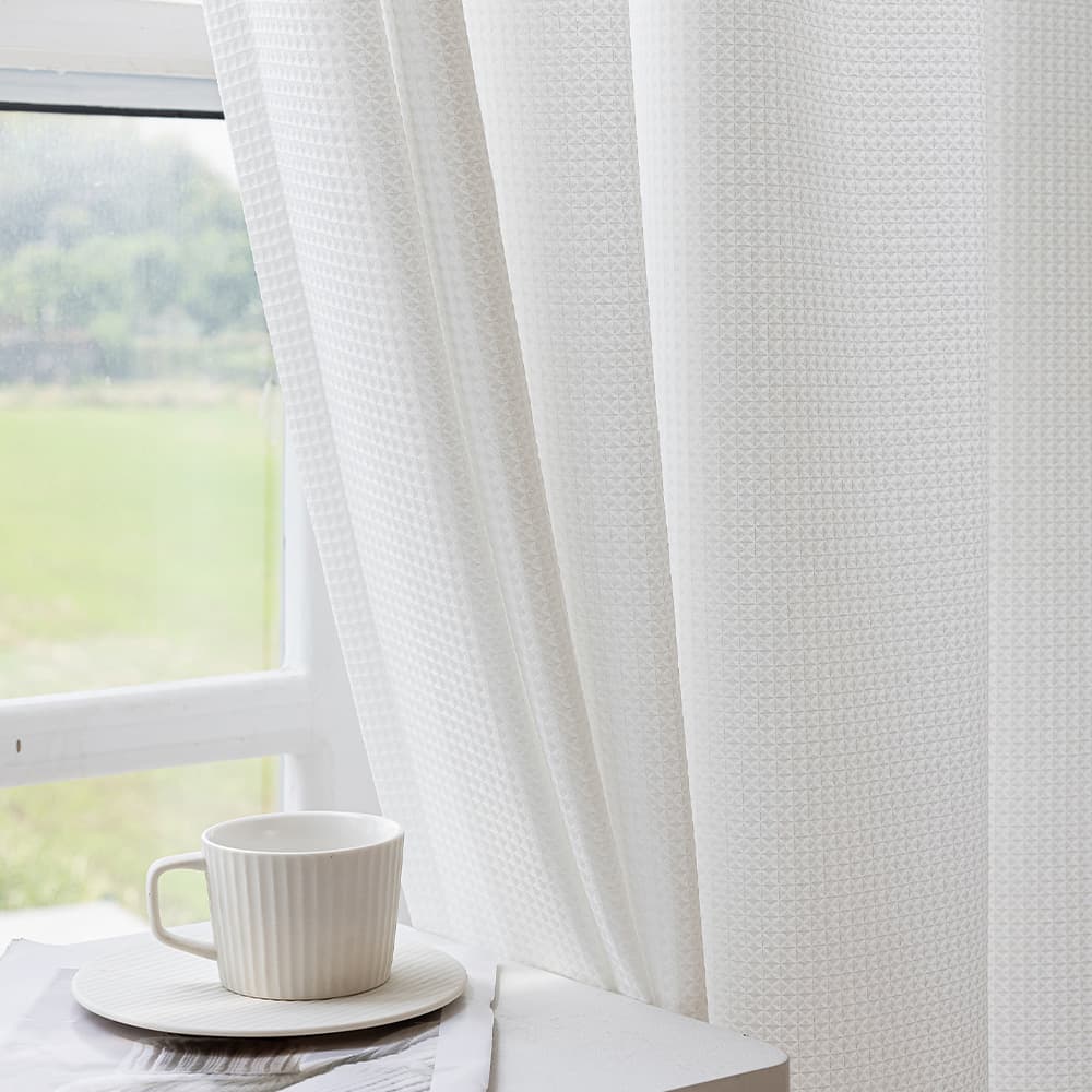 Waffle Weave Jacquard Light Filtering Sheer Curtains Privacy & Style
