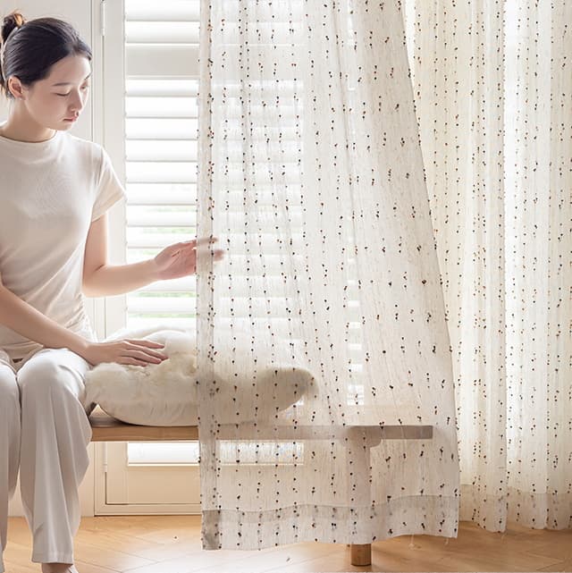 Rainbow Candy Dots Linen Sheer Curtains Dopamine Aesthetic Playful & Whimsical