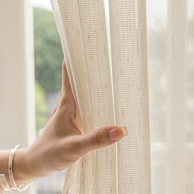 Cream Linen Sheer Curtains Japanese Natural Wood Aesthetic