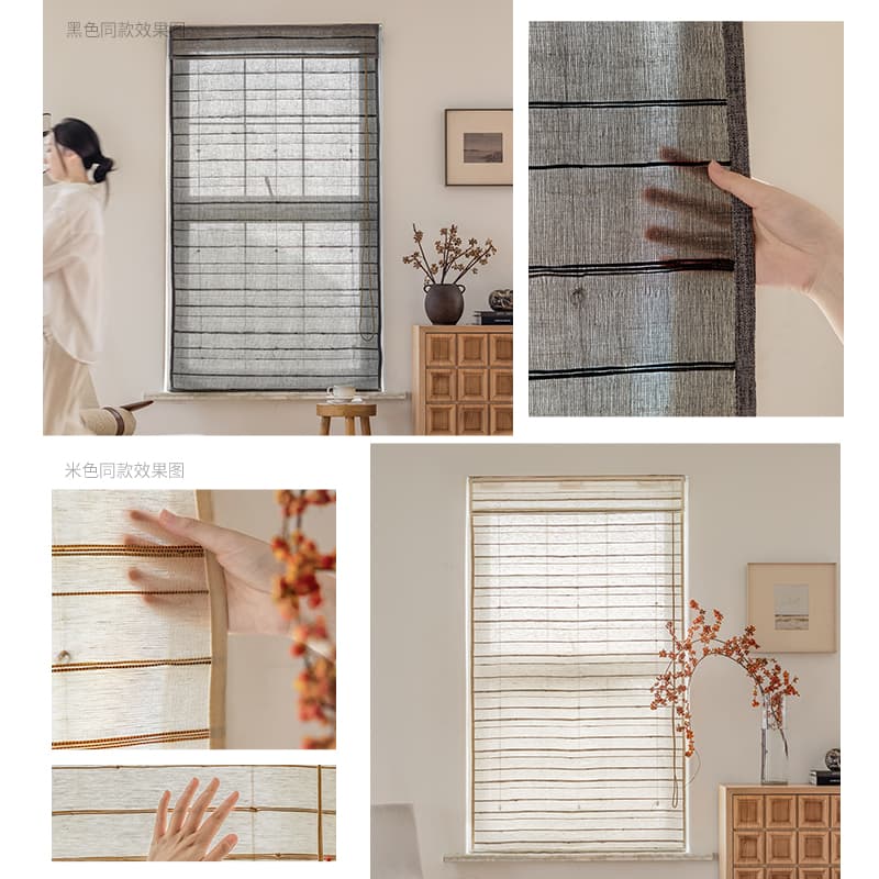 MR-08 Natural Ramie & Jute Bamboo Roman Shades