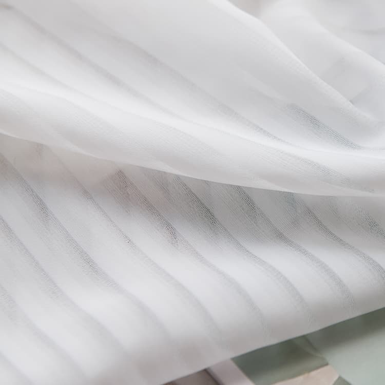 White Gauze Striped Texture Dreamy Sheer Curtains