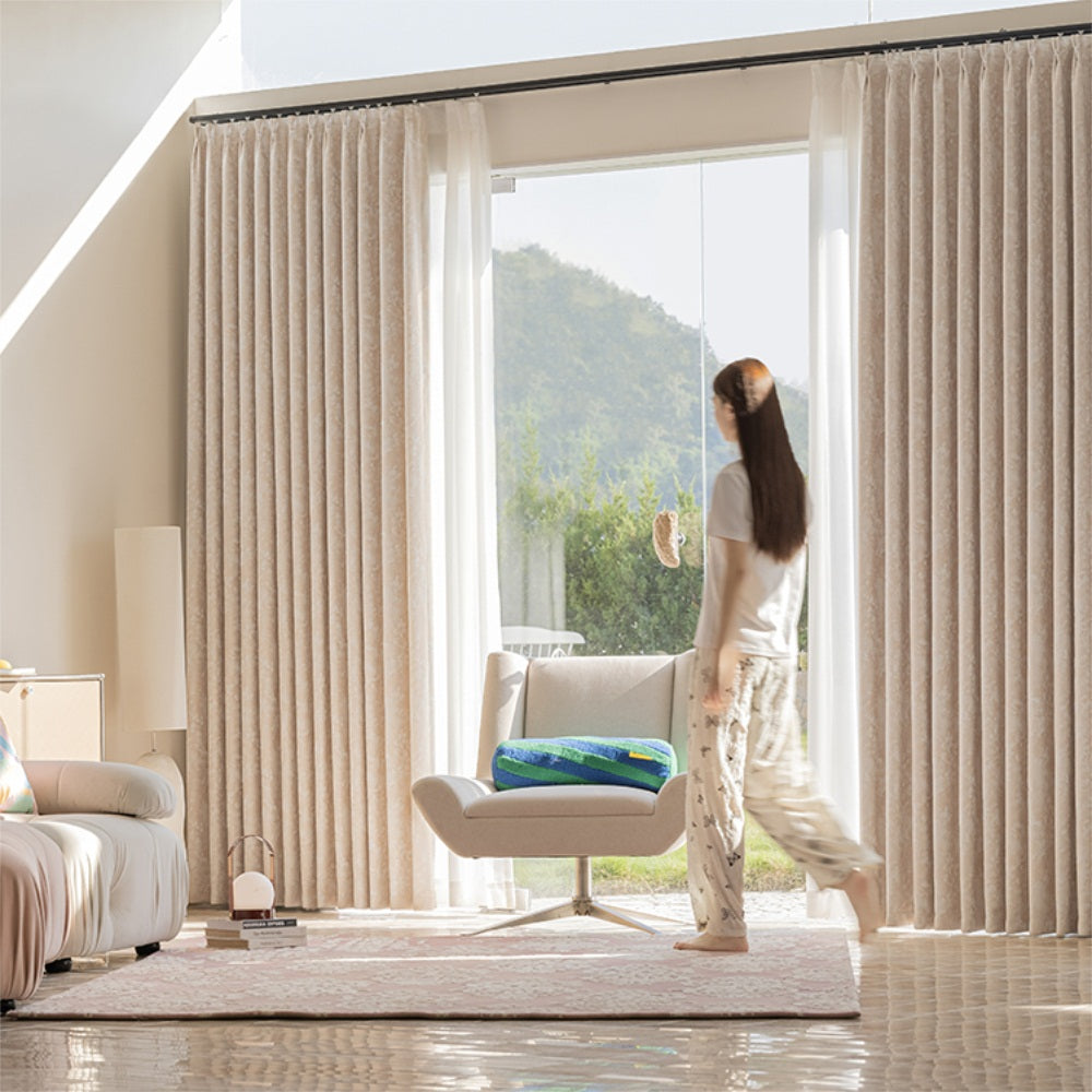 Chenille Jacquard Blackout Curtains - Romantic Vintage Aesthetic with Soothing Floral Texture