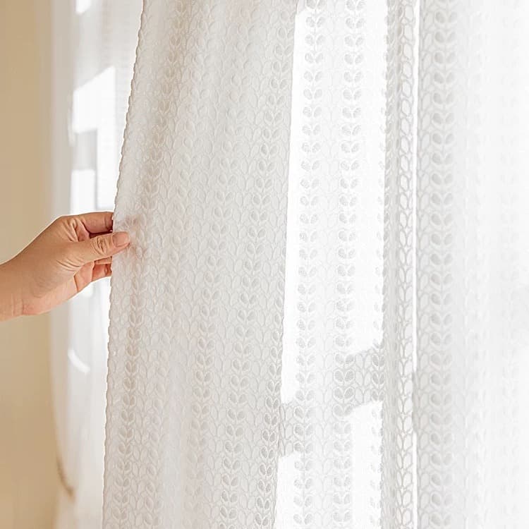 MS-16 French Luxury Wheat Embossed Texture Sheer Curtains