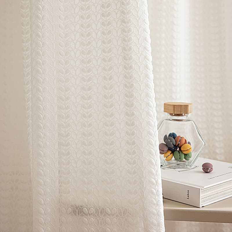 French Luxury Wheat Embossed Texture Sheer Curtains