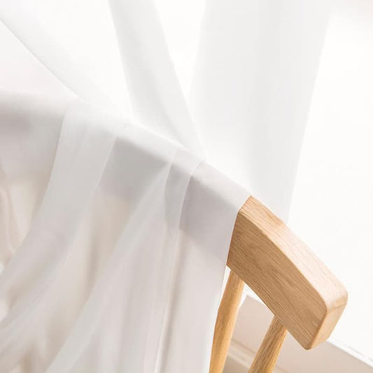 MS-05 Chiffon Flowy White Sheer Curtains