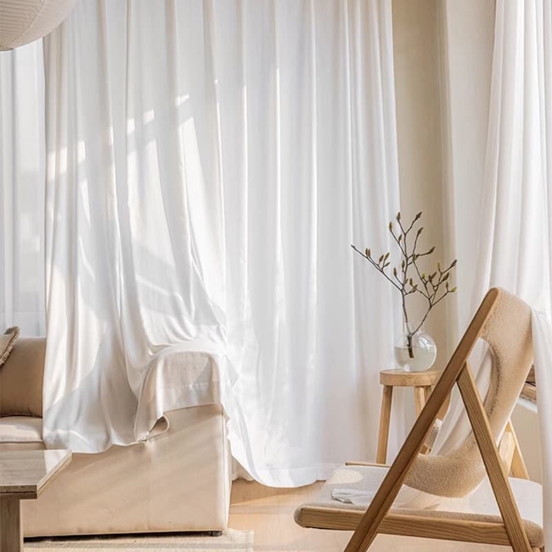Bark Texture Micro Wrinkle Light Filtering Sheer Curtains Non-See-Through Privacy
