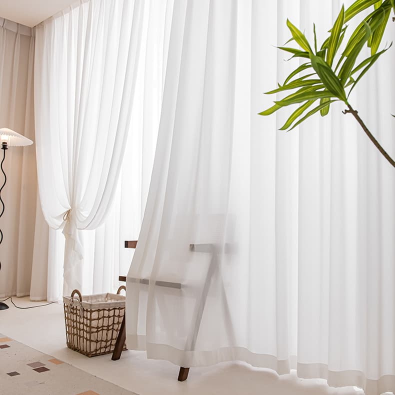 Herringbone Jacquard Light Filtering Sheer Curtains Privacy & Style Combined