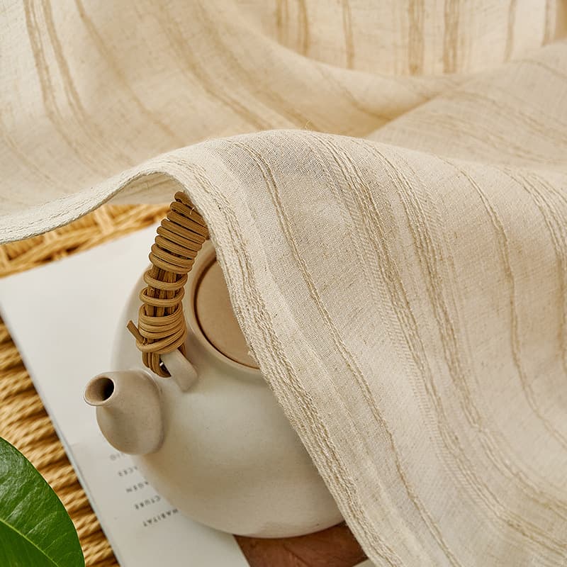 MS-11 Linen Sheer Curtains with Vertical Stripes