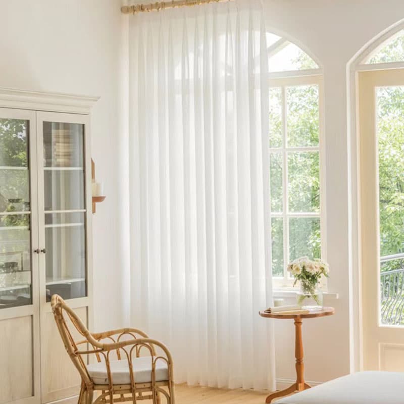 Bark Texture Micro Wrinkle Light Filtering Sheer Curtains Non-See-Through Privacy