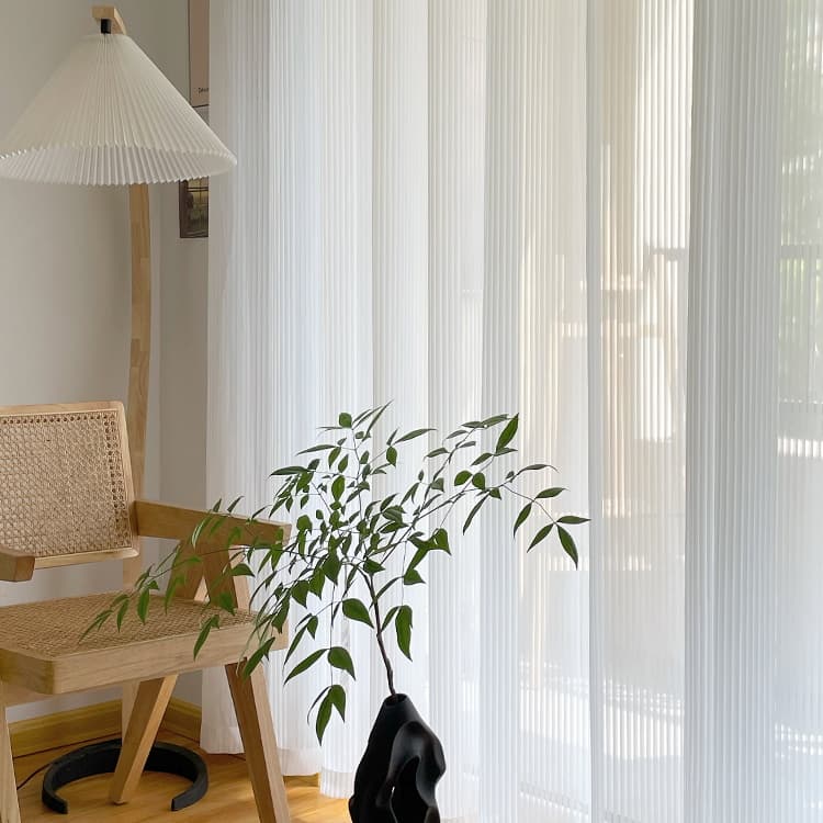 White Gauze Striped Texture Dreamy Sheer Curtains