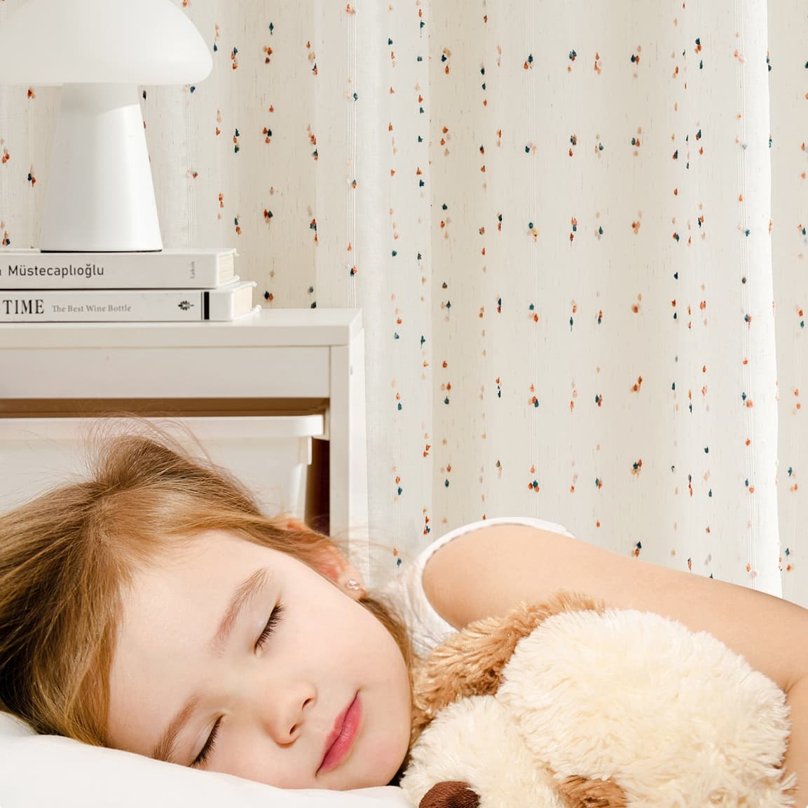 Rainbow Candy Dots Linen Sheer Curtains Dopamine Aesthetic Playful & Whimsical